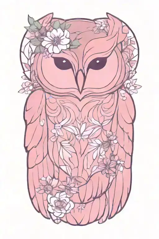 owl wearing wildflower crown tattoo design idea