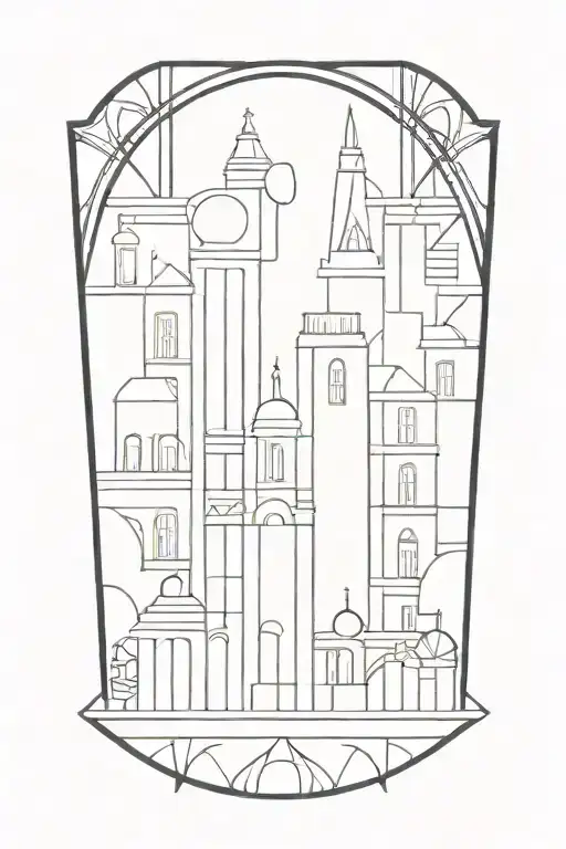 art deco architecture patterns tattoo design idea