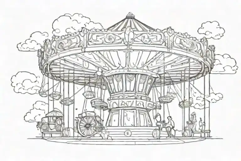 art deco carousel ferris wheel  amustment park   tattoo design idea