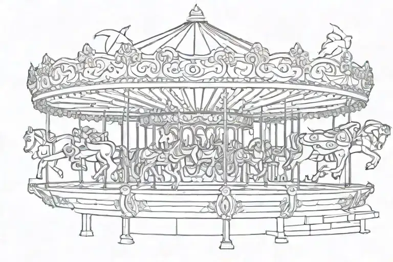 art deco carousel tattoo design idea