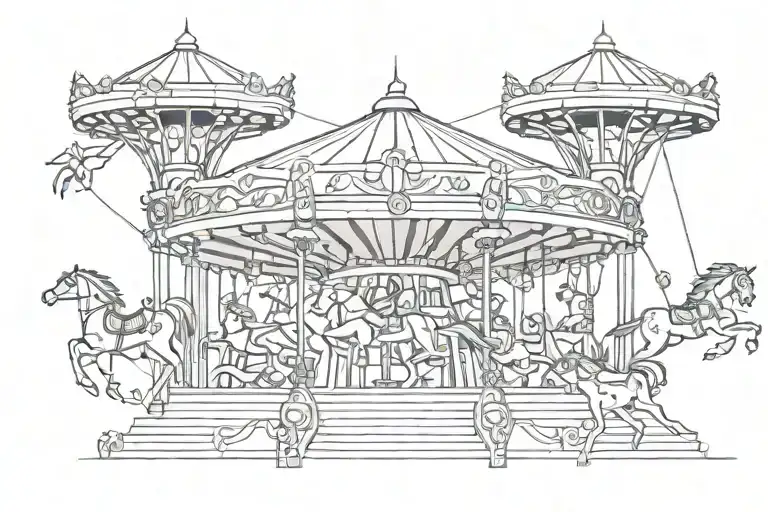 three art deco carousels tattoo design idea
