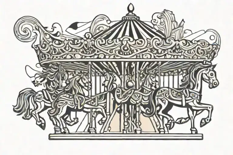 art deco carousel tattoo design idea