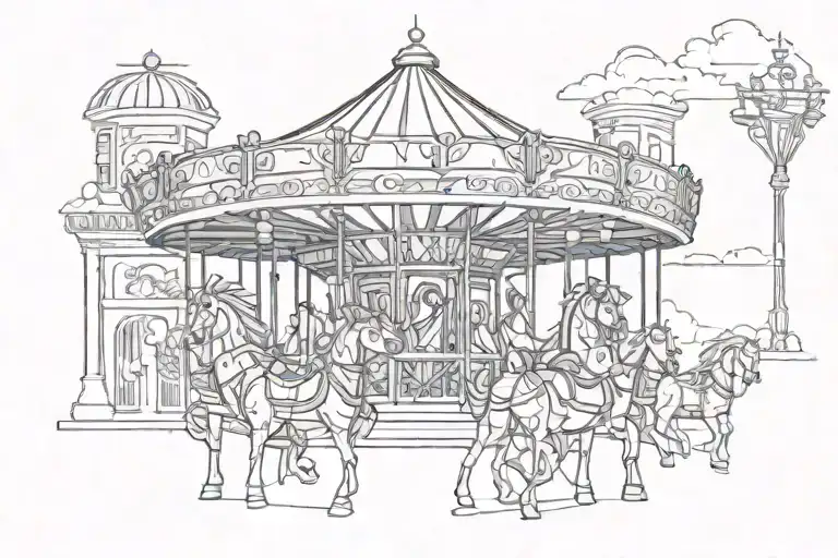 art deco carousels amustment park tattoo design idea