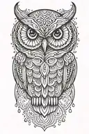 owl surrounded by rain drops tattoo design idea