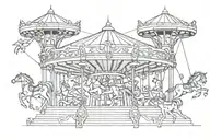 three art deco carousels tattoo design idea