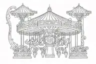 three art deco carousels tattoo design idea
