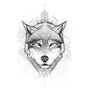 half a viking ax and half a wild wolf tattoo design idea