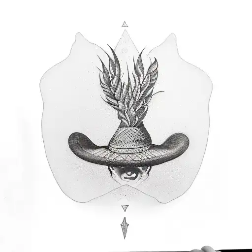 milpa, botella de tequila, sombrero  tattoo design idea