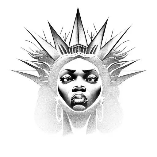 black lady liberty  tattoo design idea