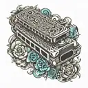rock blues harmonica tattoo design idea
