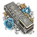 rock blues harmonica tattoo design idea