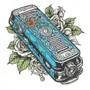 rock blues harmonica tattoo design idea