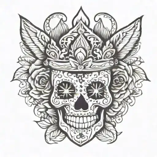 Skulls and crowns Mexican sugar skull tattoo design idea