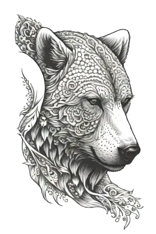 Polar bear snow wolf head tattoo design idea