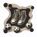 Babyfoot game pieces on a background of aged parchment tattoo design idea