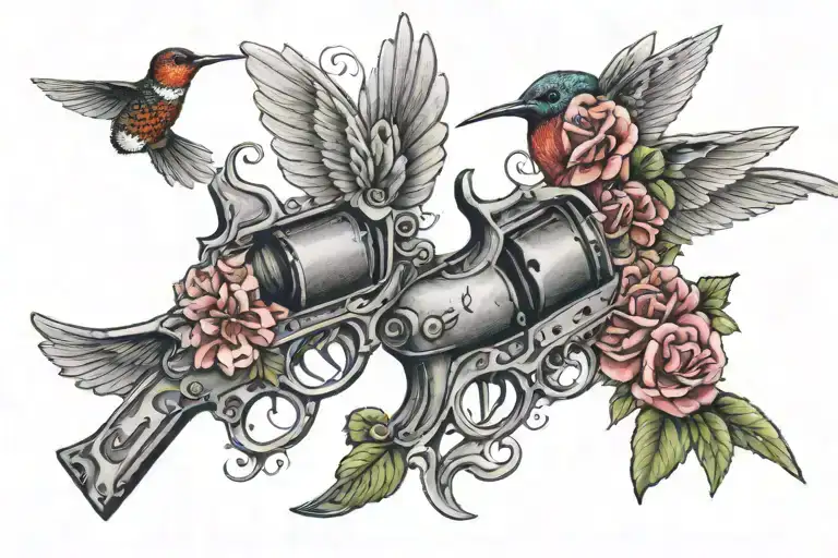 revolvers with hummingbird tramp stamp type tattoo like tattoo design idea