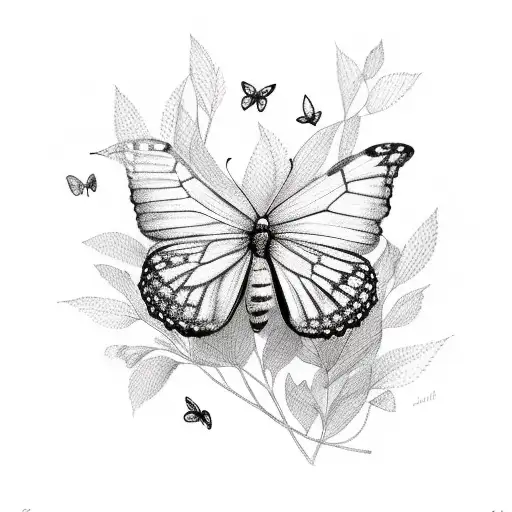 the name Natalie with little butterflies  tattoo design idea
