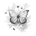 the name Natalie with little butterflies  tattoo design idea