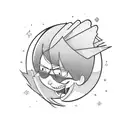 cartoon skater vibe in space emo tattoo design idea