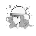 cartoon skater vibe in space emo tattoo design idea