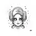 cartoon skater vibe in space emo tattoo design idea