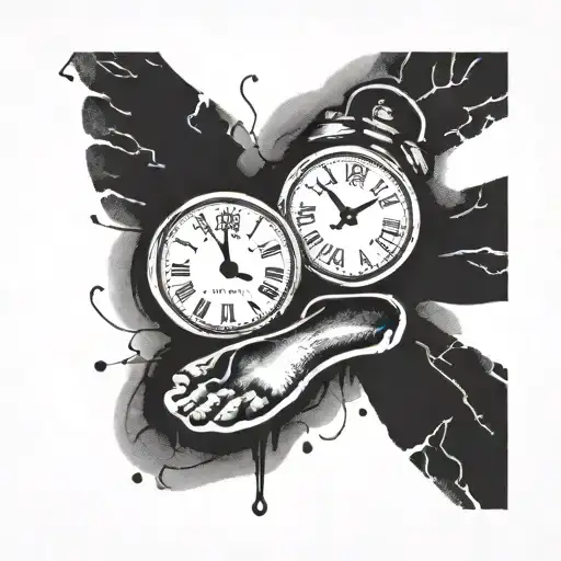 footprint of a newborn girl and a clock at 03:06 and the date 16.08.2024 tattoo design idea