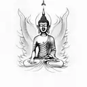 BUDDHA + PHOENIX + MAORÍ WARRIOR + FIRE + METATRON tattoo design idea