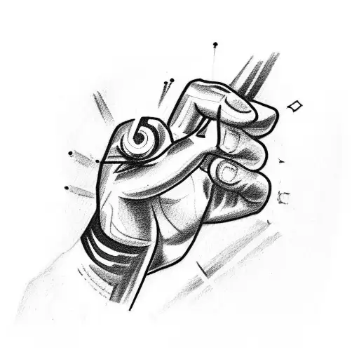 A sketch-style tattoo of a kickboxing glove gripping a lightning bolt, symbolizing the client's passion for kickboxing and electrician work tattoo design idea