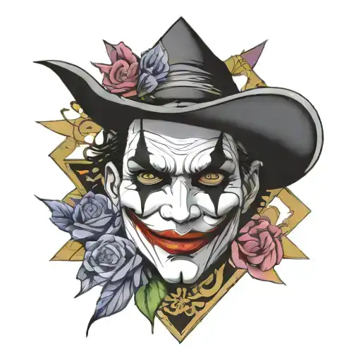vendetta mask , eye pyramid surrounded , joker face tattoo design idea