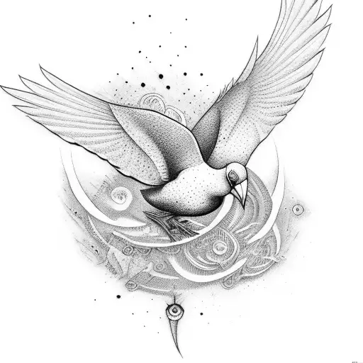 finix bird with reprsenting the time and fearless tattoo design idea