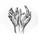 Praying hands pierced with dagger tattoo design idea