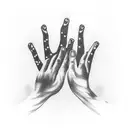 Praying hands pierced with dagger tattoo design idea