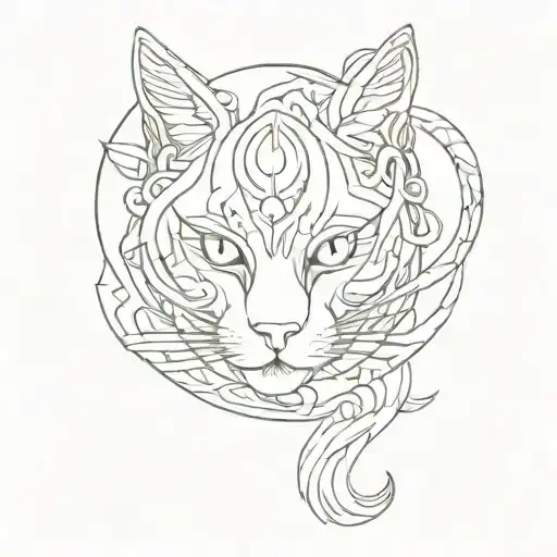 cat eternity symbol tattoo design idea