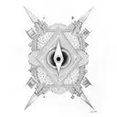 7  of diamonds and 2 cards tattoo design idea