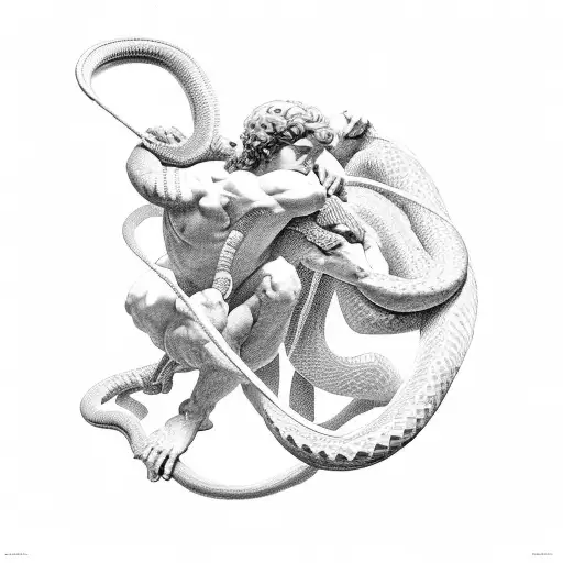 David by Michelangelo with a snake tattoo design idea