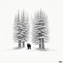a bear walking in a forest with another bear looking at it from above tattoo design idea
