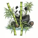 panda eating bamboo on the calf tattoo tattoo design idea