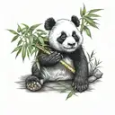 panda eating bamboo on the calf tattoo tattoo design idea