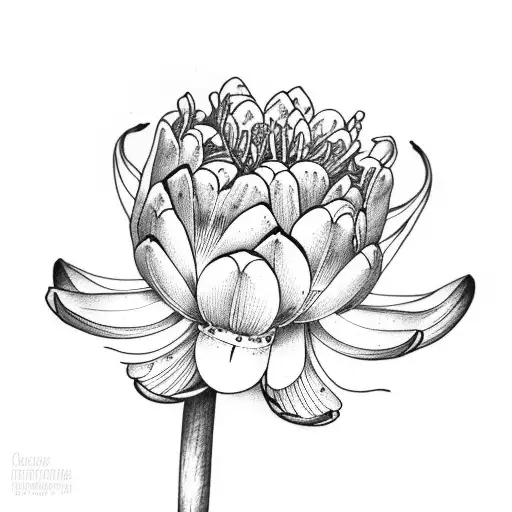 carnation, water lily, snowdrop, larkspur tattoo design idea
