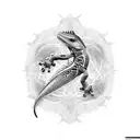 Bifurcating fractal of lizards tattoo design idea