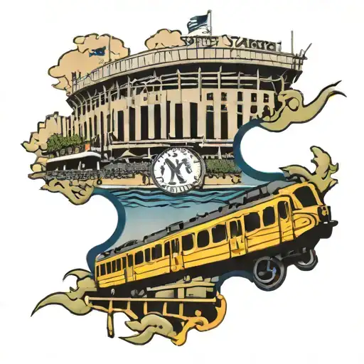 Yankee Stadium and 4 train passing tattoo design idea