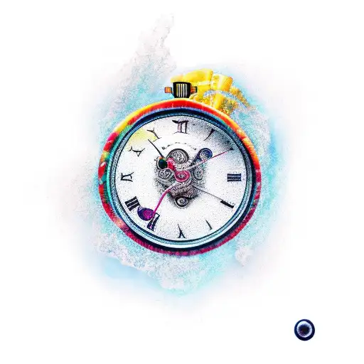 greek god with clock and rose tattoo design idea