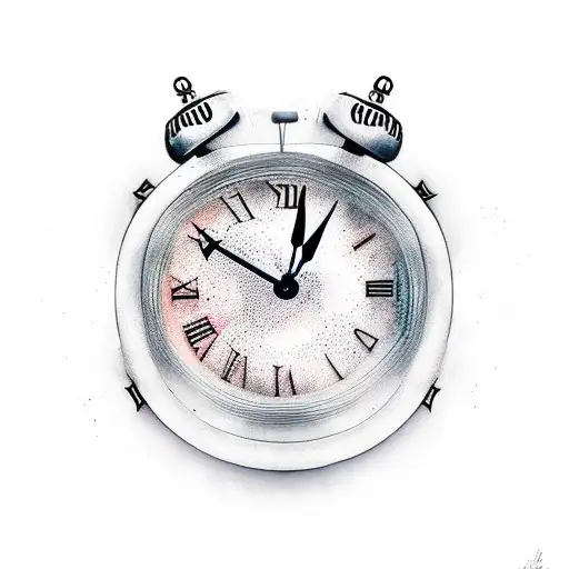 greek good with clock and rose tattoo design idea