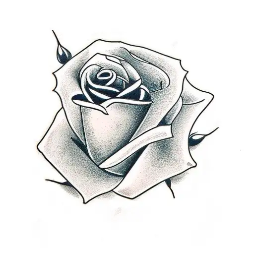 rose with long stem and thorns tattoo design idea