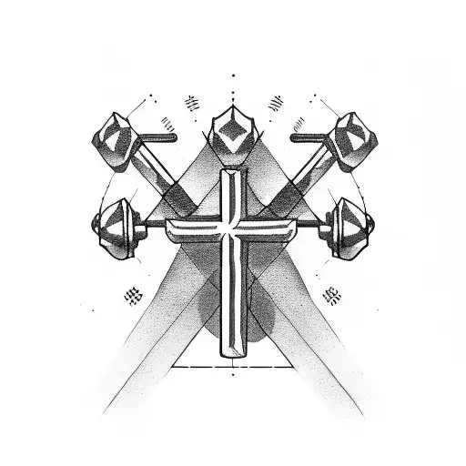cross with barbell tattoo design idea