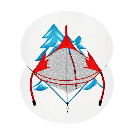 A traditional tattoo of a boy scout emblem with Canadian wildlife and a camping tent tattoo design idea