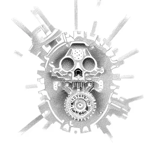 A detailed engine with gears and pistons tattoo design idea
