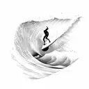 A surfboard shaped like a computer keyboard riding a wave tattoo design idea