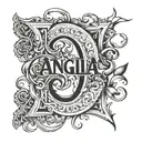 letters that spell Angila tattoo design idea