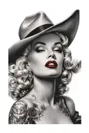 Marylin Monroe with red lipstick some cleavage tattoo design idea